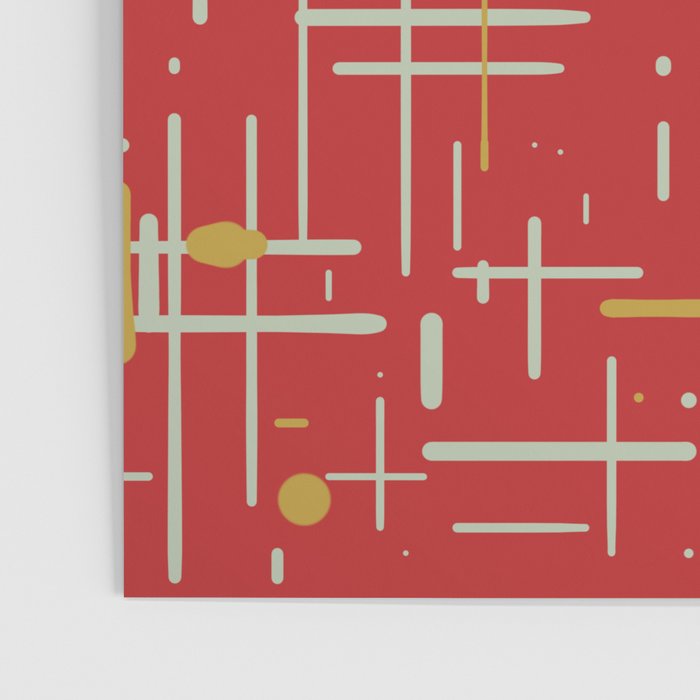 Mid-Century Modern Kinetikos Pattern in Retro Red Gold Celadon Poster Gallery Image 3
