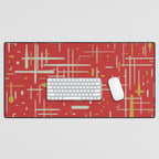 Mid-Century Modern Kinetikos Pattern in Retro Red Gold Celadon Desk Mat Gallery Image 1