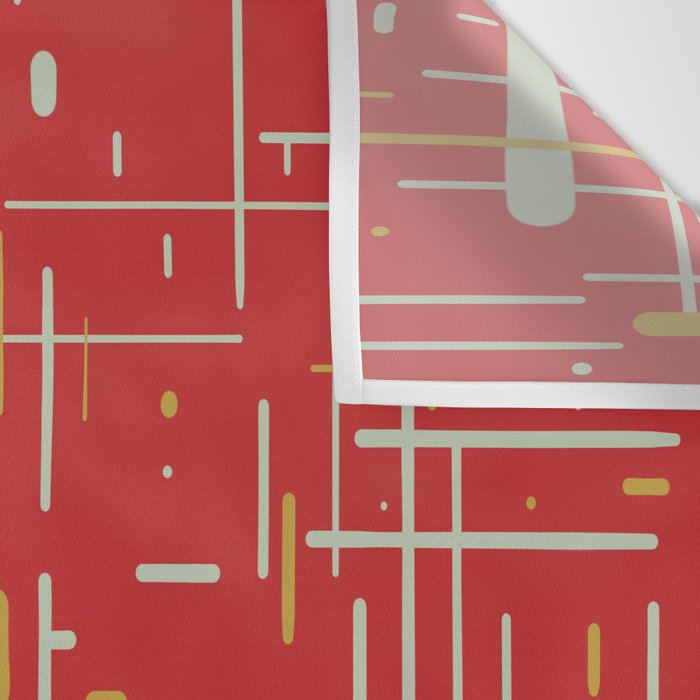 Mid-Century Modern Kinetikos Pattern in Retro Red Gold Celadon Wall Tapestry Gallery Image 3