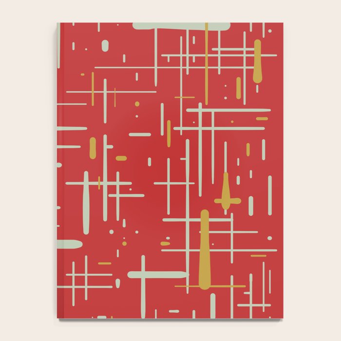 Mid-Century Modern Kinetikos Pattern in Retro Red Gold Celadon Notebook Gallery Image 4