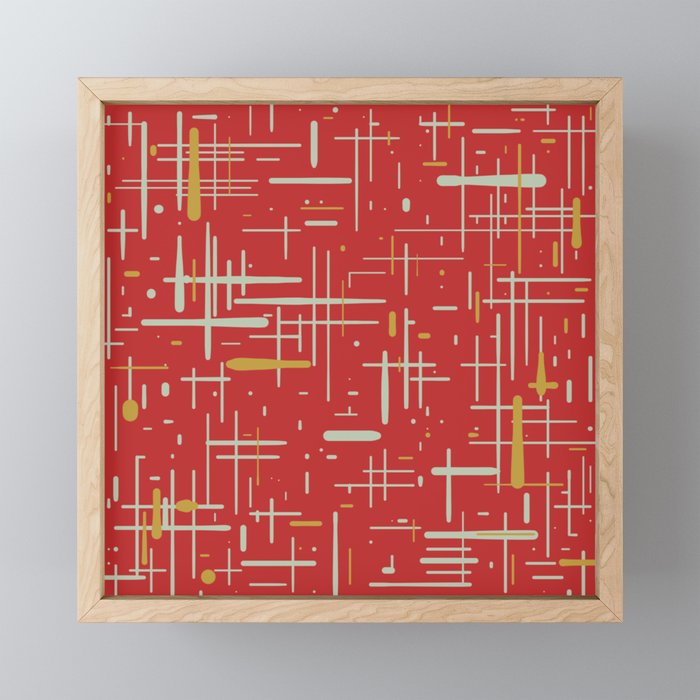 Mid-Century Modern Kinetikos Pattern in Retro Red Gold Celadon Mini Art Print Gallery Image 1