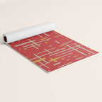 Mid-Century Modern Kinetikos Pattern in Retro Red Gold Celadon Yoga Mat Gallery Image 2