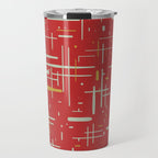 Mid-Century Modern Kinetikos Pattern in Retro Red Gold Celadon Travel Mug Gallery Image 1