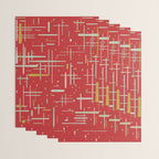 Mid-Century Modern Kinetikos Pattern in Retro Red Gold Celadon Wrapping Paper Gallery Image 3