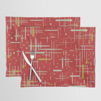 Mid-Century Modern Kinetikos Pattern in Retro Red Gold Celadon Placemat Gallery Image 1