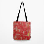 Mid-Century Modern Kinetikos Pattern in Retro Red Gold Celadon Tote Bag Gallery Image 2