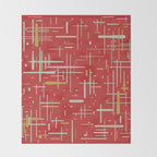 Mid-Century Modern Kinetikos Pattern in Retro Red Gold Celadon Throw Blanket Gallery Image 2