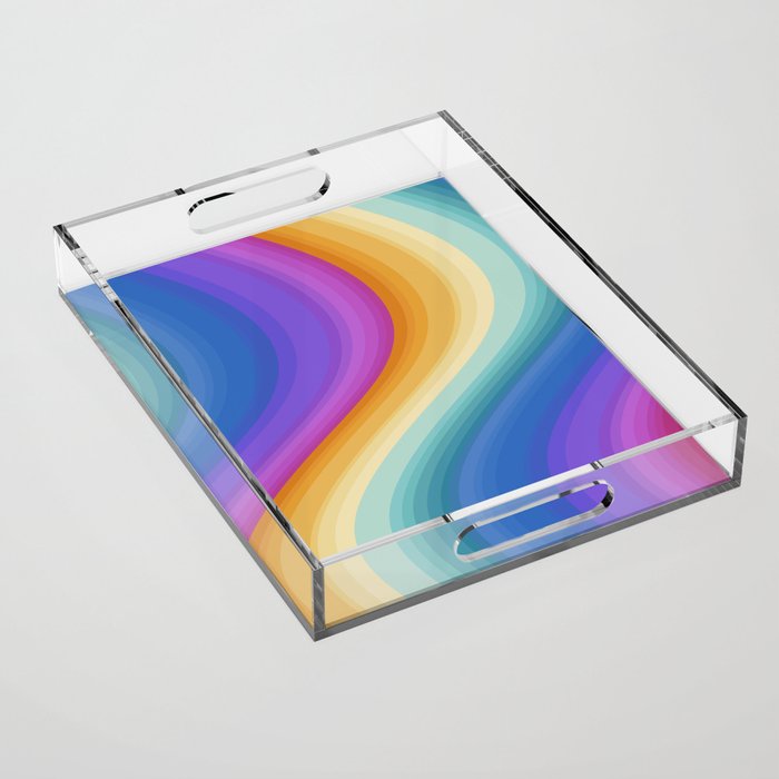 Wavy Stripes XVI - Ombre Rainbow Acrylic Tray Gallery Image 1