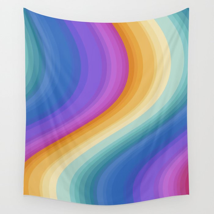 Wavy Stripes XVI - Ombre Rainbow Wall Tapestry Gallery Image 4