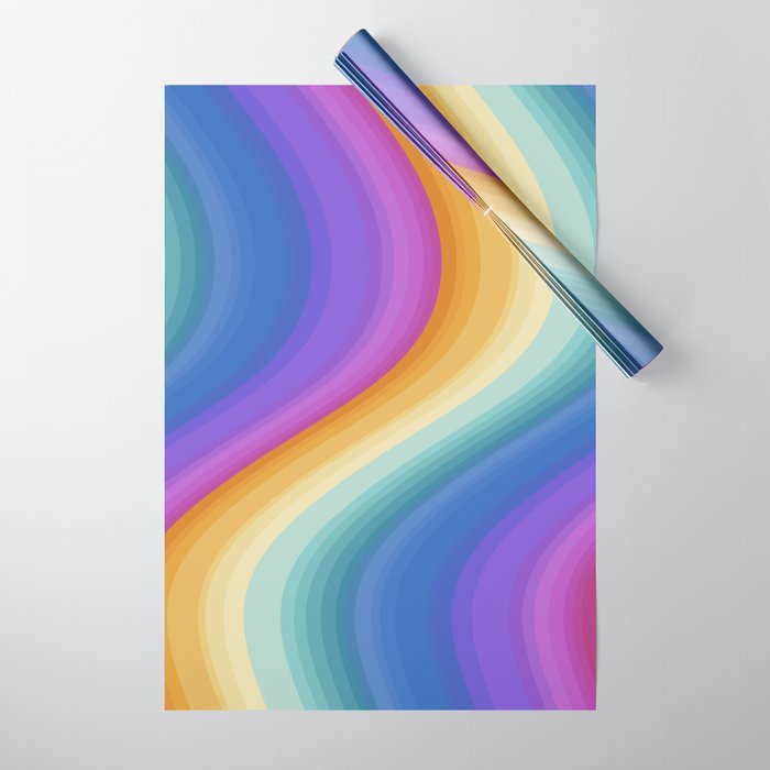 Wavy Stripes XVI - Ombre Rainbow Wrapping Paper Gallery Image 1