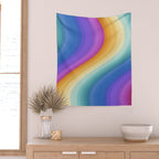 Wavy Stripes XVI - Ombre Rainbow Wall Tapestry Gallery Image 2