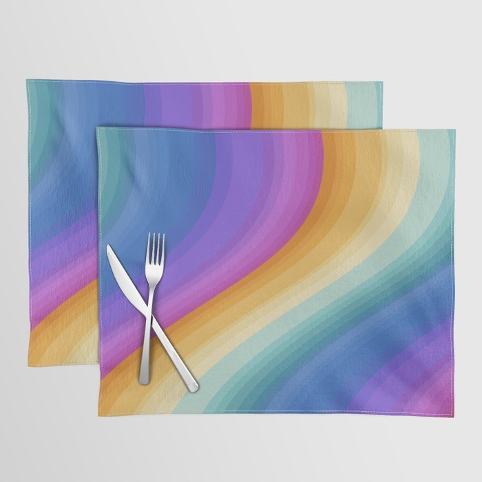 Wavy Stripes XVI - Ombre Rainbow Placemat Gallery Image 1