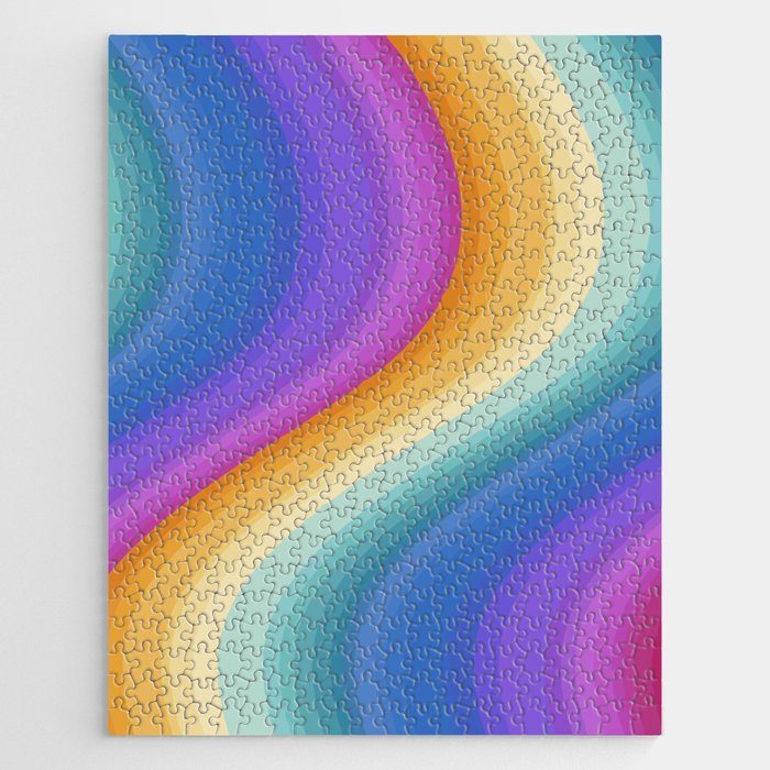 Wavy Stripes XVI - Ombre Rainbow Jigsaw Puzzle Gallery Image 1