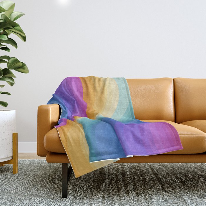 Wavy Stripes XVI - Ombre Rainbow Throw Blanket Gallery Image 1
