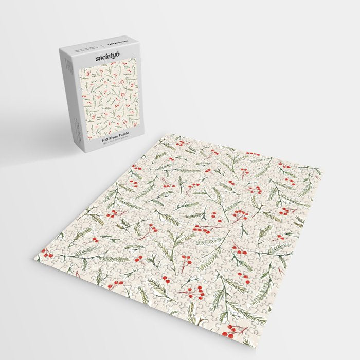 Christmas Pine and Berries Neutral Jigsaw Puzzle Gallery Image 2