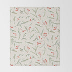 Christmas Pine and Berries Neutral Throw Blanket Gallery Image 2