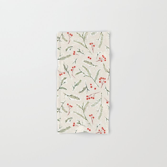 Christmas Pine and Berries Neutral Bath Towel Gallery Image 1
