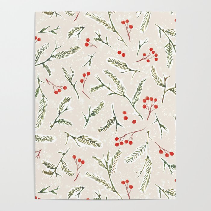 Christmas Pine and Berries Neutral Poster Gallery Image 4