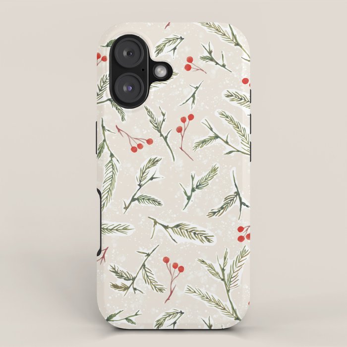 Christmas Pine and Berries Neutral iPhone Case Gallery Image 1