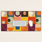 Vibrant Geometric Squares and Circles Pattern - Modern Craft Desk Mat Gallery Image 1