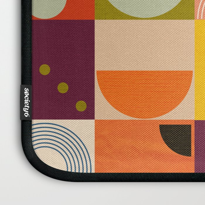 Vibrant Geometric Squares and Circles Pattern - Modern Craft Laptop Sleeve Gallery Image 3