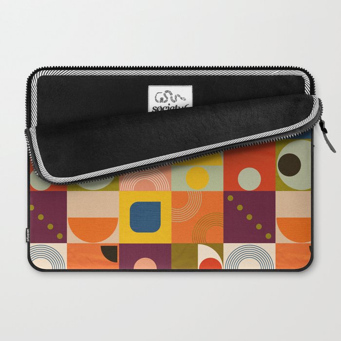 Vibrant Geometric Squares and Circles Pattern - Modern Craft Laptop Sleeve Gallery Image 2