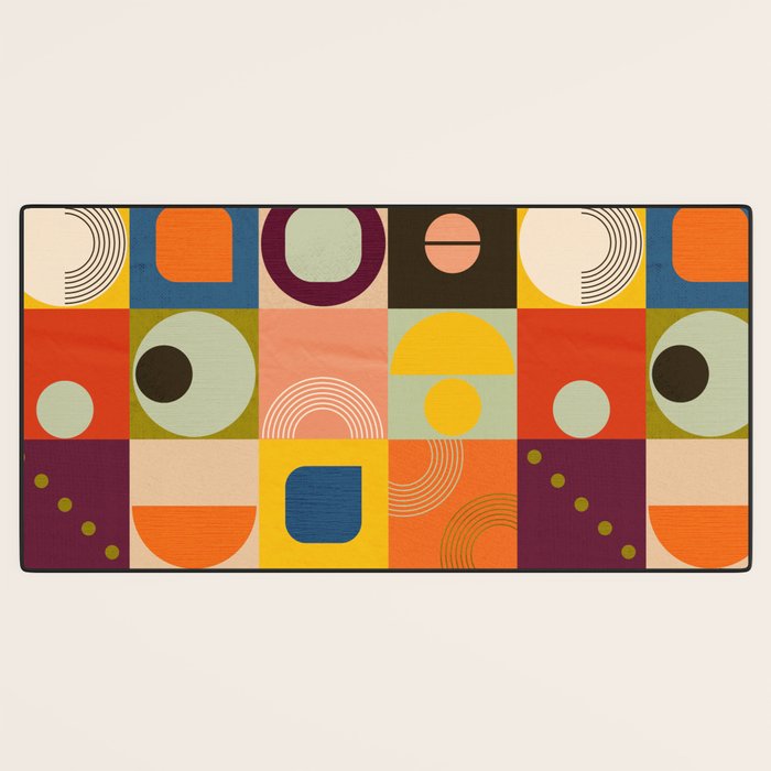 Vibrant Geometric Squares and Circles Pattern - Modern Craft Desk Mat Gallery Image 3