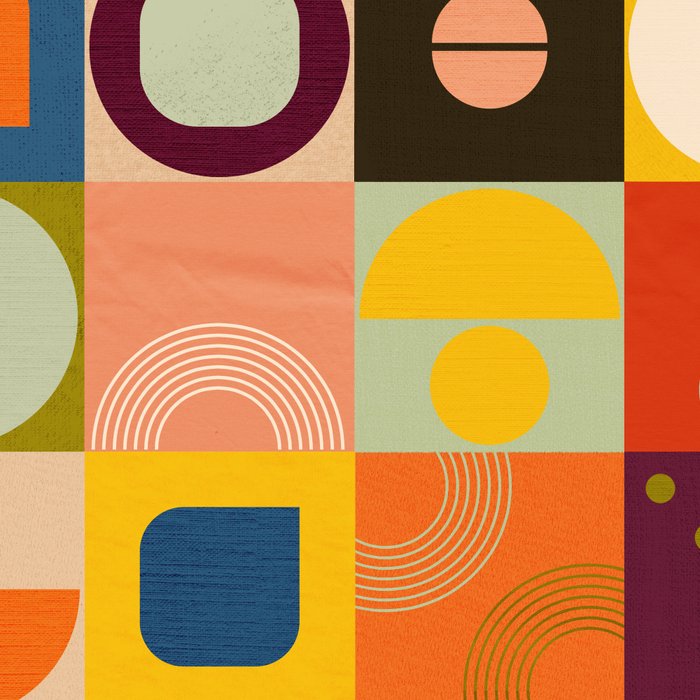 Vibrant Geometric Squares and Circles Pattern - Modern Craft Coffee Mug Gallery Image 2