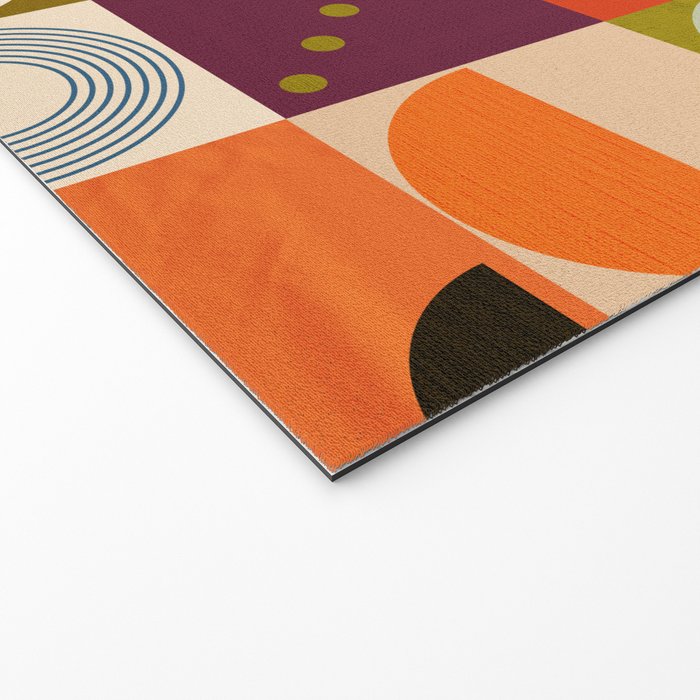 Vibrant Geometric Squares and Circles Pattern - Modern Craft Welcome Mat Gallery Image 2