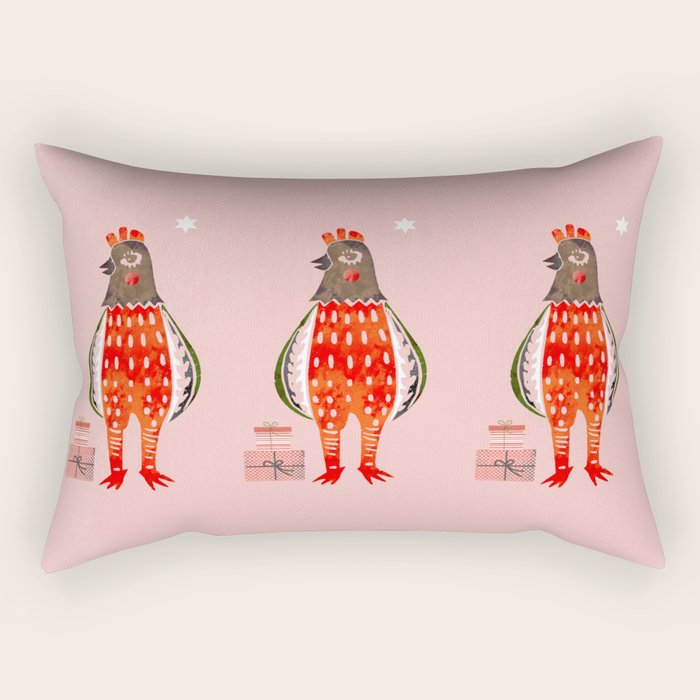 Christmas Chicken - illustration Rectangular Pillow Gallery Image 1