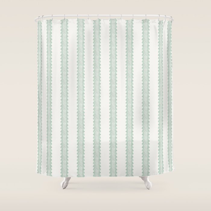 Clarabelle Stripe I Emerald Shower Curtain Gallery Image 1
