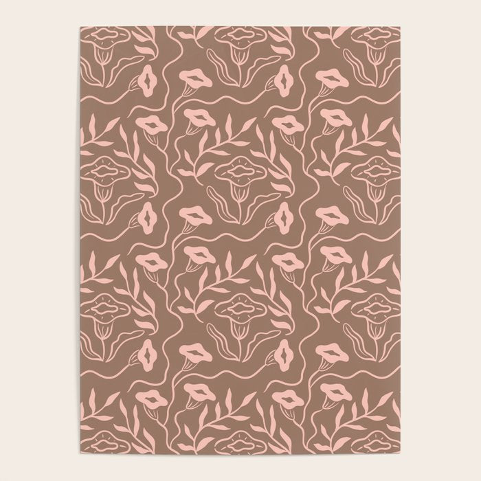 Dreamy Victorian Flower Pattern on Mocha Mousse Poster Gallery Image 4