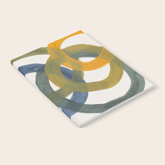 Minimalist Mid Century Modern Colorful Rings Navy Blue Yellow Olive Green Spirals by Ejaaz Haniff Notebook Gallery Image 2