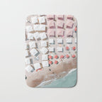 Aerial Beach Umbrellas Print, Coastal Beach Print, Aerial Photography, Ocean Waves Print, Sea Print, Modern Home Decor, Art Print Bath Mat Gallery Image 1