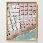 Aerial Beach Umbrellas Print, Coastal Beach Print, Aerial Photography, Ocean Waves Print, Sea Print, Modern Home Decor, Art Print Serving Tray Gallery Image 1