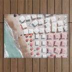 Aerial Beach Umbrellas Print, Coastal Beach Print, Aerial Photography, Ocean Waves Print, Sea Print, Modern Home Decor, Art Print Outdoor Rug Gallery Image 1