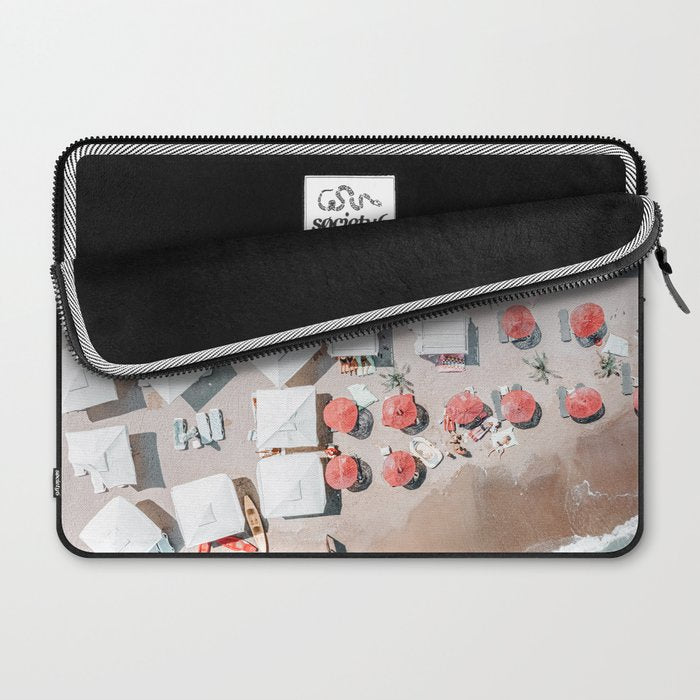 Aerial Beach Umbrellas Print, Coastal Beach Print, Aerial Photography, Ocean Waves Print, Sea Print, Modern Home Decor, Art Print Laptop Sleeve Gallery Image 2