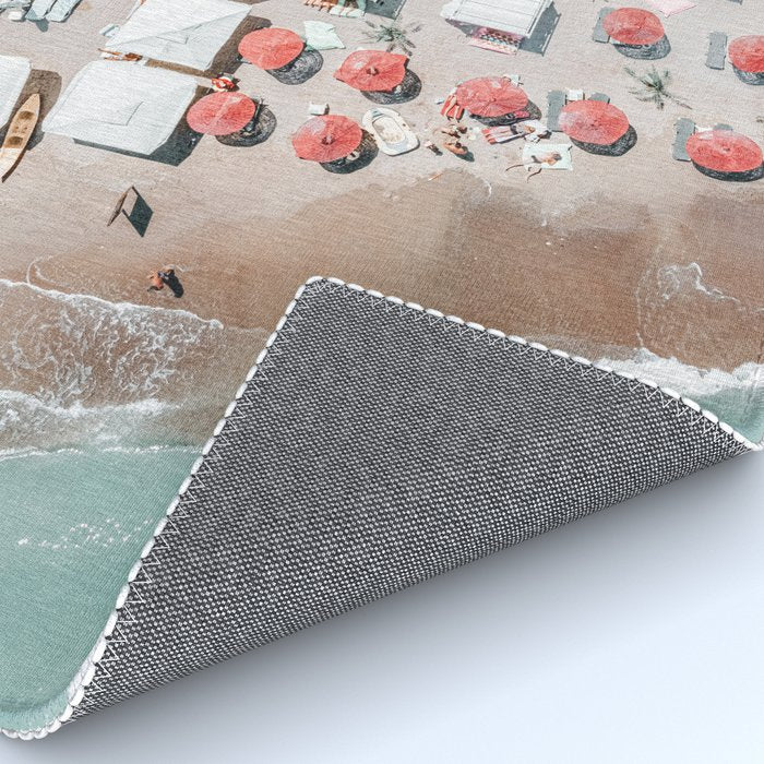 Aerial Beach Umbrellas Print, Coastal Beach Print, Aerial Photography, Ocean Waves Print, Sea Print, Modern Home Decor, Art Print Rug Gallery Image 4