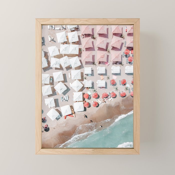 Aerial Beach Umbrellas Print, Coastal Beach Print, Aerial Photography, Ocean Waves Print, Sea Print, Modern Home Decor, Art Print Mini Art Print Gallery Image 1