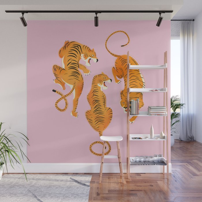 Three fierce tigers Wall Mural Gallery Image 1