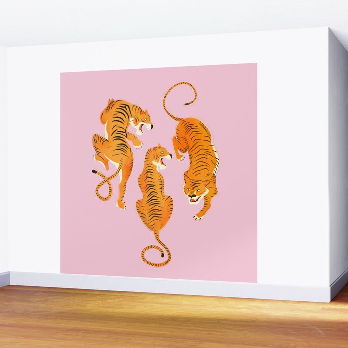 Three fierce tigers Wall Mural Gallery Image 2
