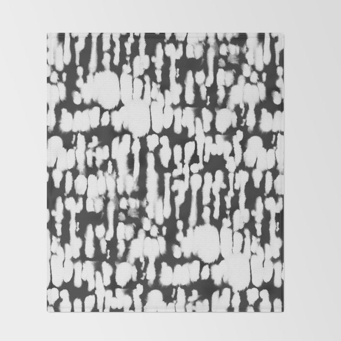 Inky Inverse Black and White Throw Blanket Gallery Image 2