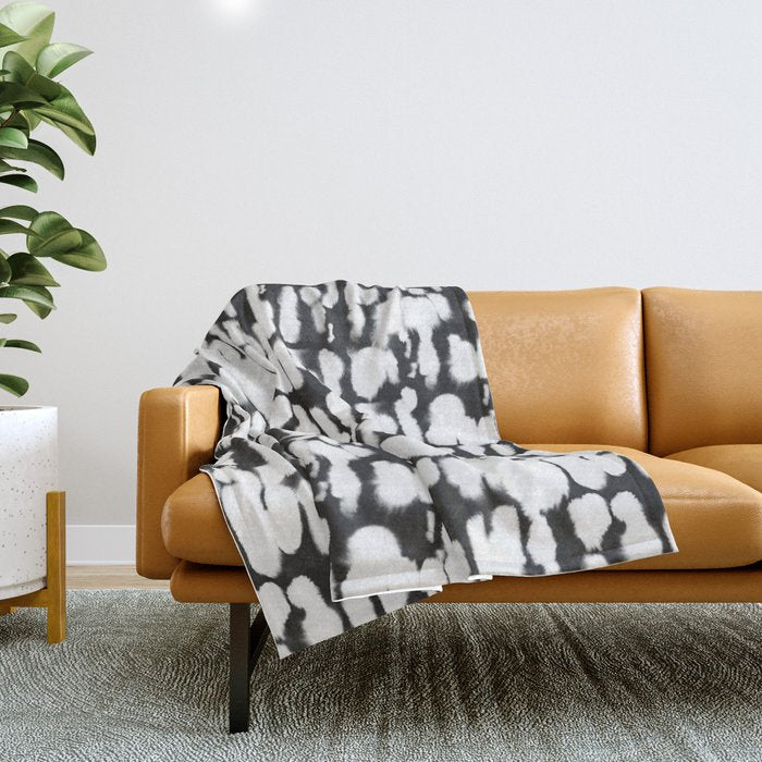 Inky Inverse Black and White Throw Blanket Gallery Image 1