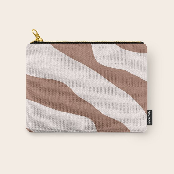 Organic Forms Retro Contemporary Modern Minimalist Abstract Pattern in Mocha Brown Carry All Pouch Gallery Image 1