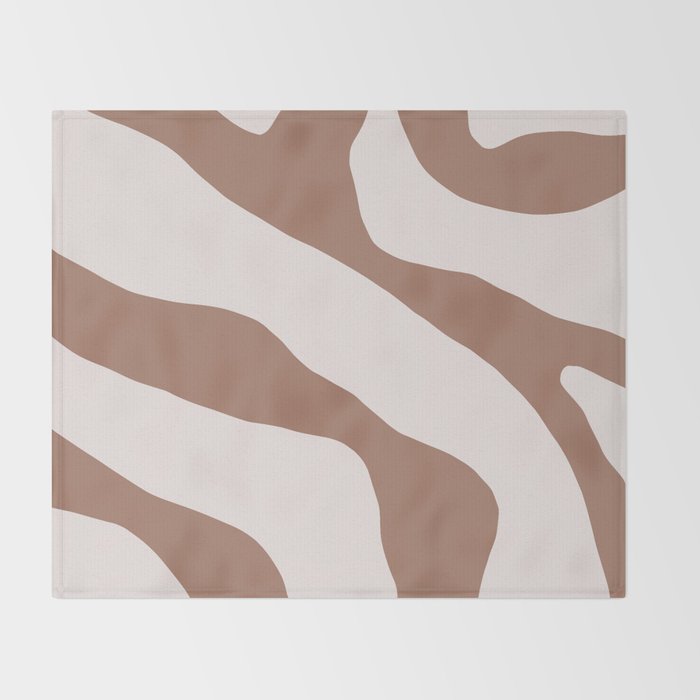Organic Forms Retro Contemporary Modern Minimalist Abstract Pattern in Mocha Brown Throw Blanket Gallery Image 2