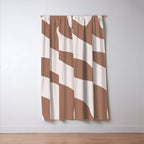 Organic Forms Retro Contemporary Modern Minimalist Abstract Pattern in Mocha Brown Window Curtain Gallery Image 3