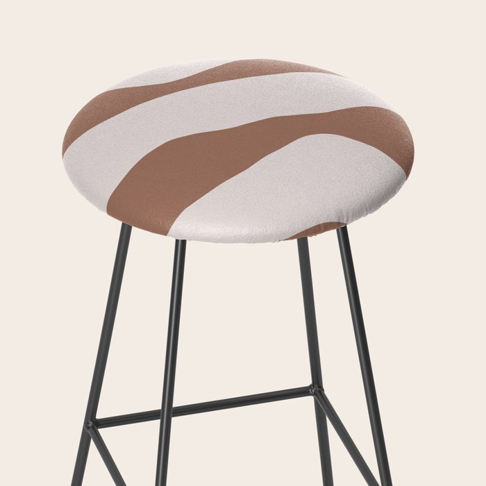 Organic Forms Retro Contemporary Modern Minimalist Abstract Pattern in Mocha Brown Stool Gallery Image 2