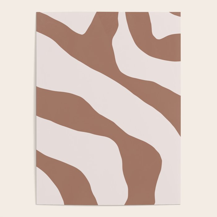 Organic Forms Retro Contemporary Modern Minimalist Abstract Pattern in Mocha Brown Poster Gallery Image 4
