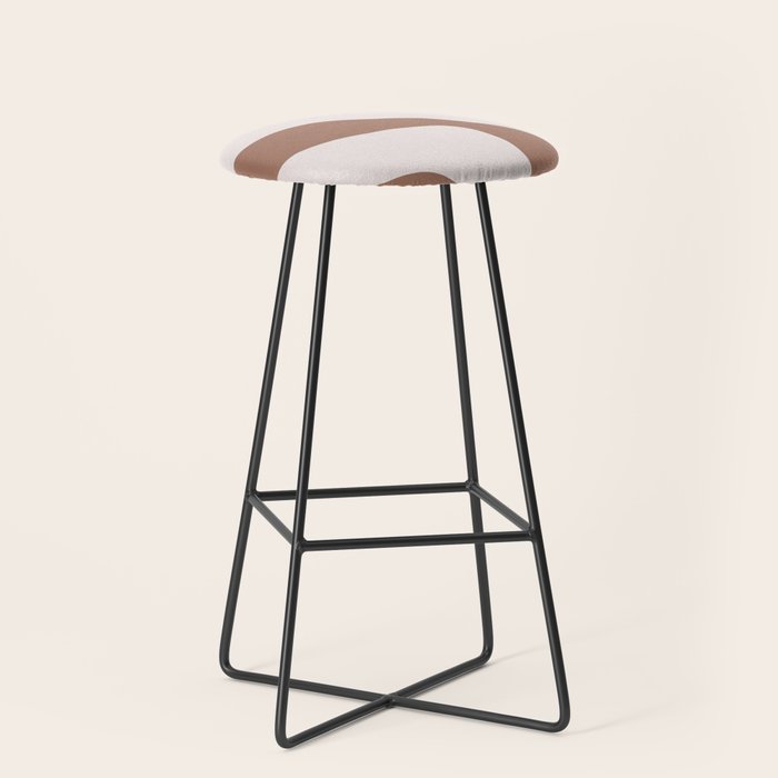 Organic Forms Retro Contemporary Modern Minimalist Abstract Pattern in Mocha Brown Stool Gallery Image 1