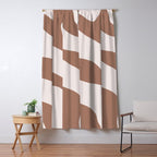Organic Forms Retro Contemporary Modern Minimalist Abstract Pattern in Mocha Brown Window Curtain Gallery Image 5